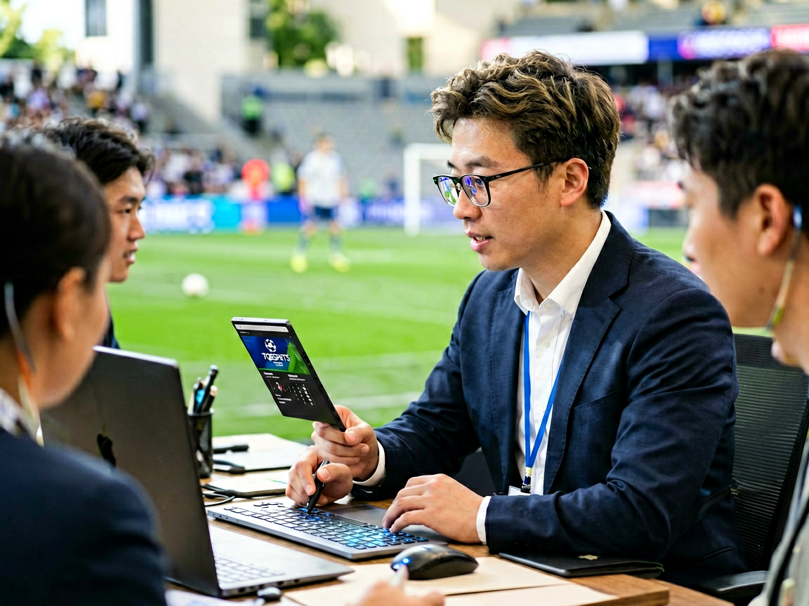 谈球吧体育内容服务 - 体育记者现场报道,赛事新闻采编场景